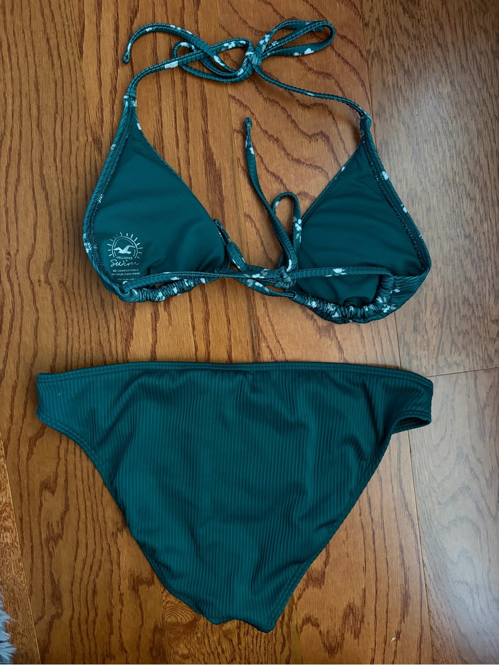 Floral Ribbed Triangle Bikini Set - Picture 2 of 4
